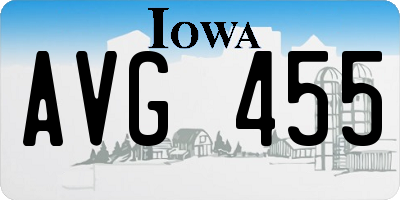 IA license plate AVG455