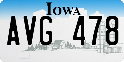 IA license plate AVG478
