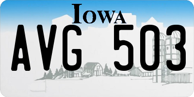 IA license plate AVG503