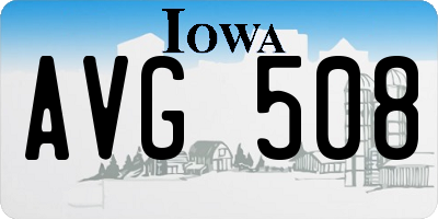 IA license plate AVG508