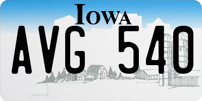 IA license plate AVG540