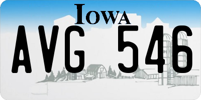 IA license plate AVG546