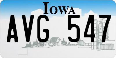 IA license plate AVG547