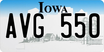 IA license plate AVG550