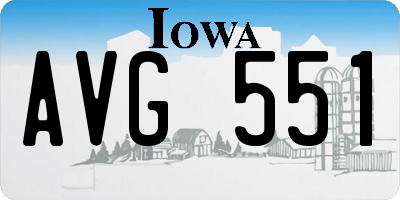 IA license plate AVG551