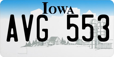 IA license plate AVG553