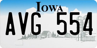 IA license plate AVG554