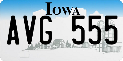 IA license plate AVG555