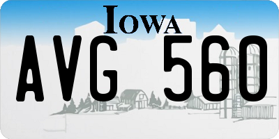 IA license plate AVG560