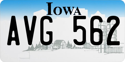 IA license plate AVG562