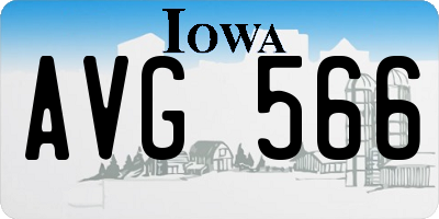 IA license plate AVG566