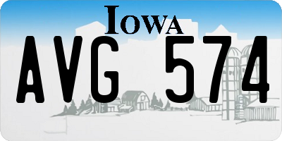IA license plate AVG574