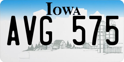IA license plate AVG575
