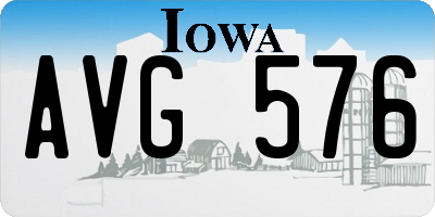 IA license plate AVG576
