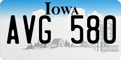 IA license plate AVG580