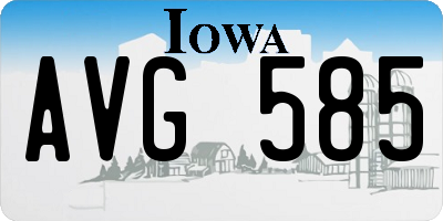 IA license plate AVG585