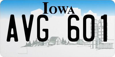 IA license plate AVG601