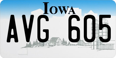 IA license plate AVG605