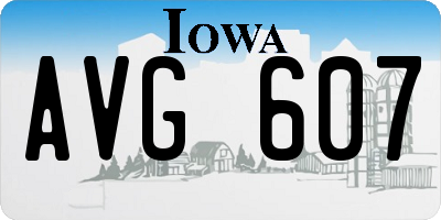 IA license plate AVG607