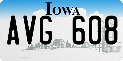 IA license plate AVG608