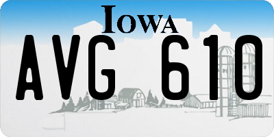 IA license plate AVG610