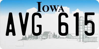 IA license plate AVG615