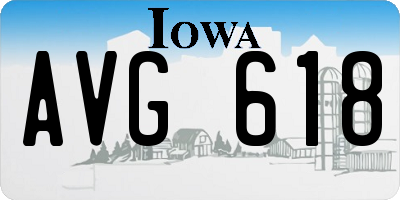 IA license plate AVG618
