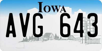 IA license plate AVG643