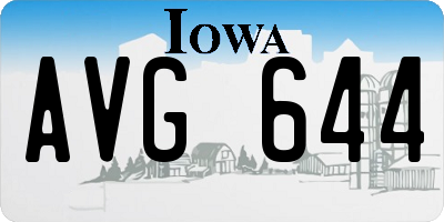 IA license plate AVG644