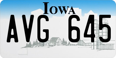 IA license plate AVG645
