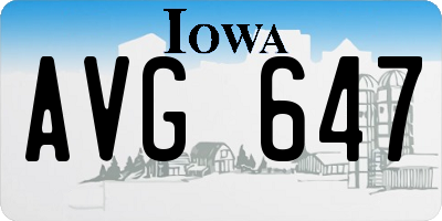 IA license plate AVG647