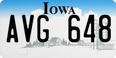 IA license plate AVG648