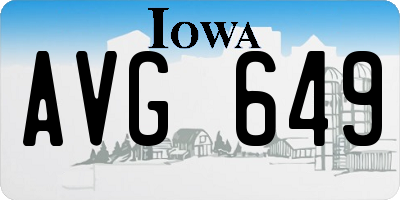 IA license plate AVG649