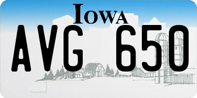 IA license plate AVG650