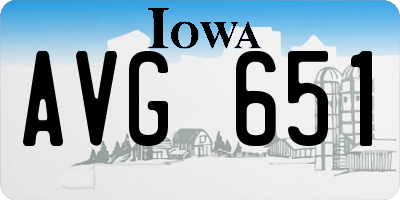 IA license plate AVG651
