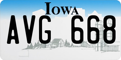 IA license plate AVG668