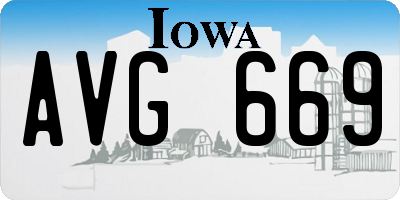 IA license plate AVG669