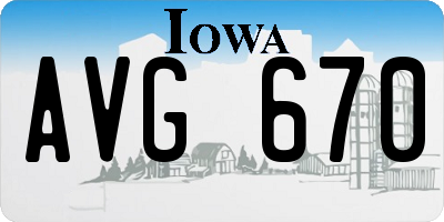 IA license plate AVG670