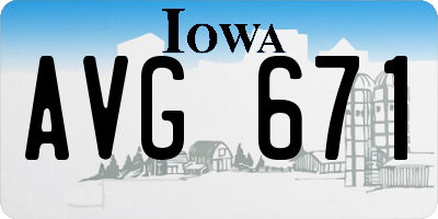 IA license plate AVG671