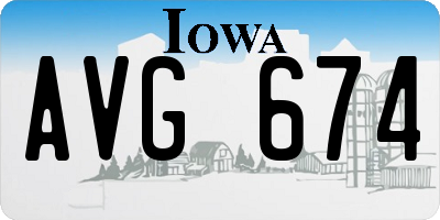 IA license plate AVG674