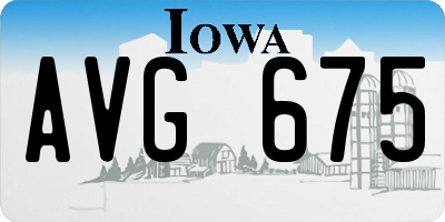 IA license plate AVG675