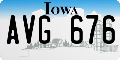IA license plate AVG676