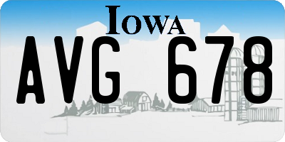 IA license plate AVG678