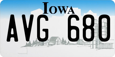 IA license plate AVG680