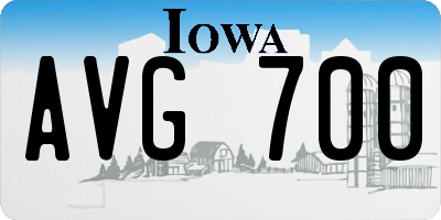 IA license plate AVG700