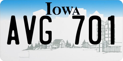 IA license plate AVG701