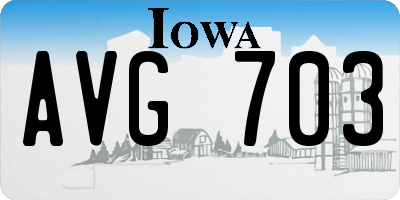 IA license plate AVG703