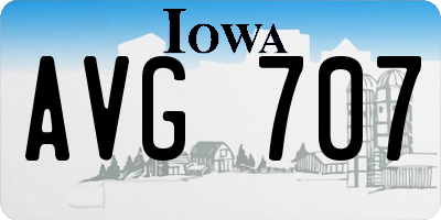 IA license plate AVG707