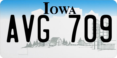 IA license plate AVG709