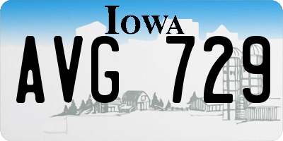 IA license plate AVG729
